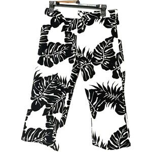 Laundry Shelli Segal Y2K Pants Capri MidRise White Black Palm Slacks NWT 4 Small